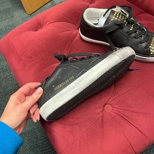 Golden Goose Superstar Black leather with gold studs 38 EUC